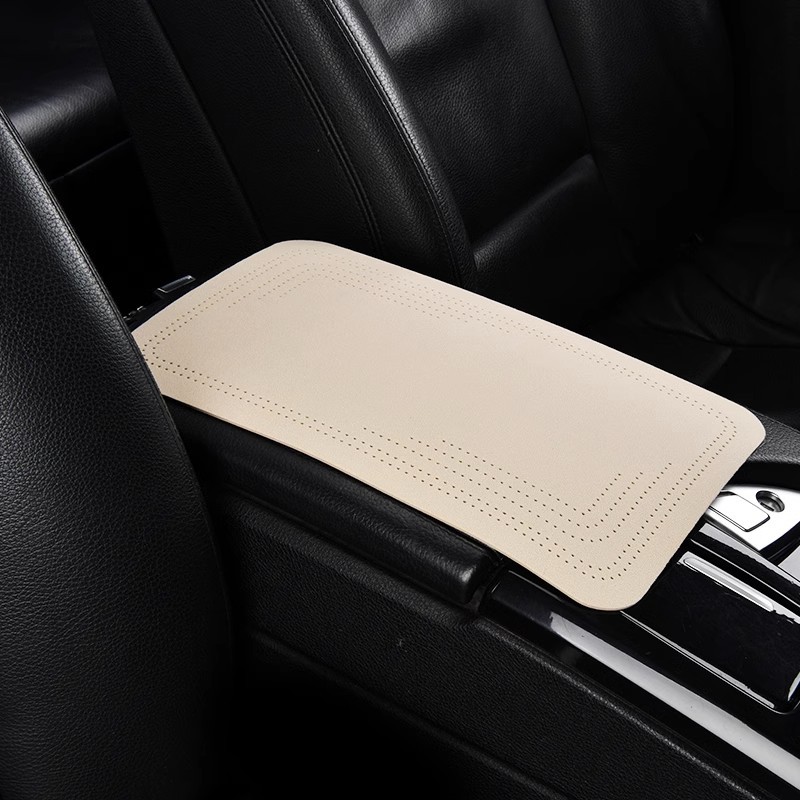 Universal Car Suede Armrest Box Pad Non-slip Folding Universal (Armrest box pad) - beige-30cmx19cm