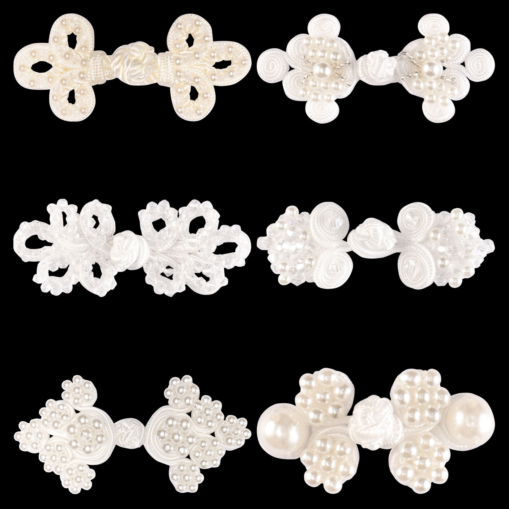 三叶流苏盘扣国风国潮中式礼服外套高档纯手工钉珠珍珠水晶装饰扣