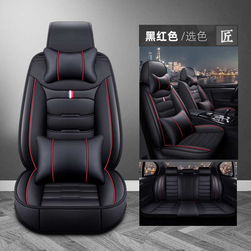 Full Set Universal: Universal Seat cushion, seat cover - black-red-deluxe-version