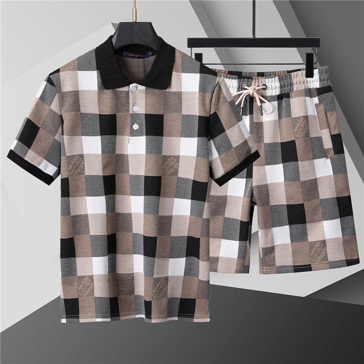 Traje de manga corta de alta calidad, traje de solapa, letras clásicas, traje POLO de algodón con impresión completa, estilo masculino y femenino