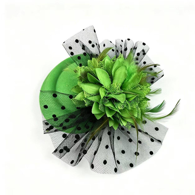 Vintage and elegant veil, small hat, bridal wedding feather hair accessory, black tulle mesh tea party hat, wholesale from the manufacturer