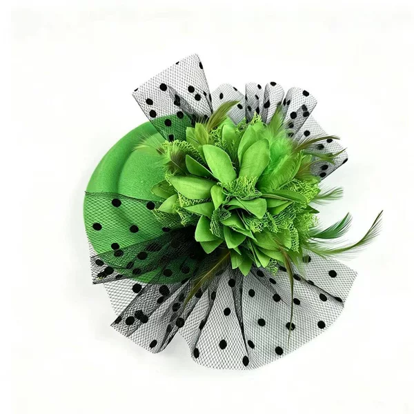 Vintage and elegant veil, small hat, bridal wedding feather hair accessory, black tulle mesh tea party hat, wholesale from the manufacturer