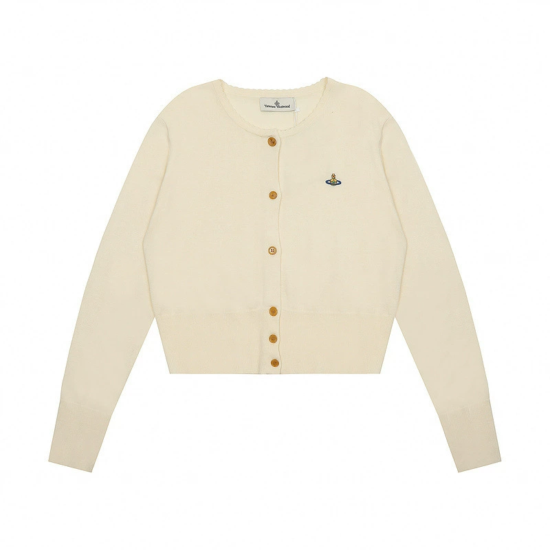 Кардиган (Vivienne Westwood) с вышитым Сатурном, шерстяной вязаный с кружевной отделкой