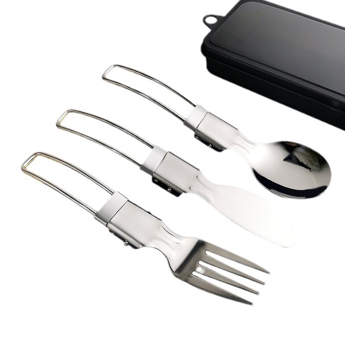 Creativo vajilla plegable portátil traje 304 cuchara de acero inoxidable Tenedor palillos cuchillo recorrido al aire libre picnic camping image 3