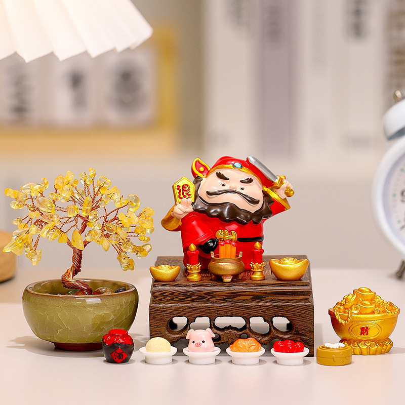 菩薩が五方の富の神を祝福します、ホームオフィスワークステーションのデスクトップ装飾品、シトリンツリー、小さな妖精が供物を捧げます|undefined