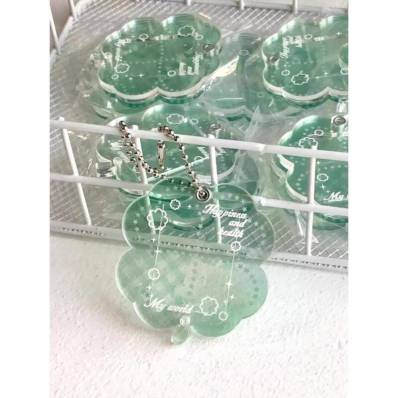 小红书同款幸运四叶草卡套可爱亚克力下雪一寸小卡卡套钥匙扣挂饰|undefined
