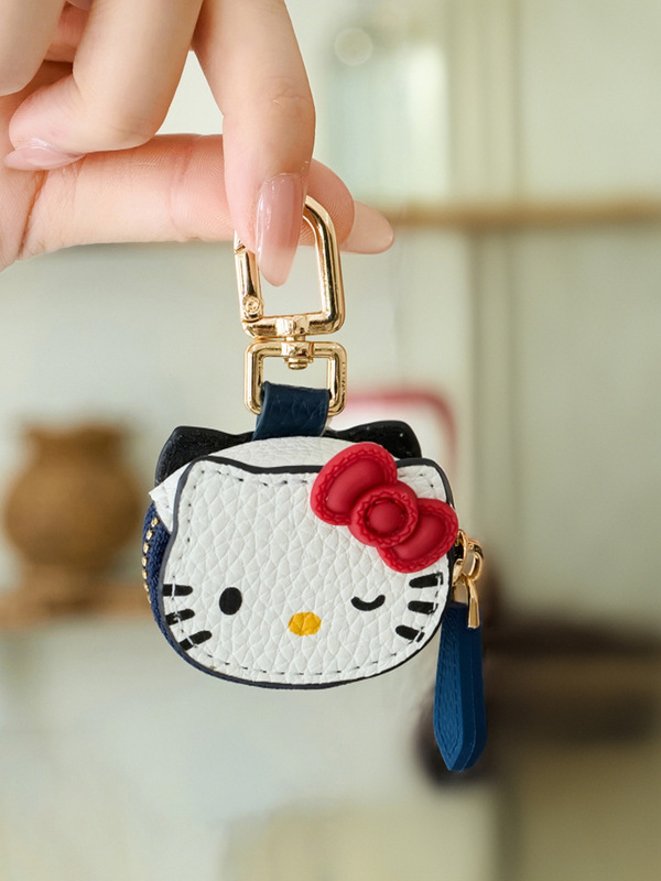 熱い販売かわいい漫画ハローキティキーホルダー KT 猫ペンダントガールハートバッグペンダントイヤリング収納袋|undefined