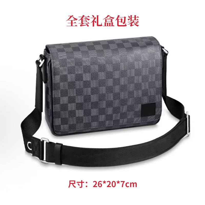 New Men's Vintage Crossbody Bag, Leather Business Messenger Bag, Everyday Fashion Versatile Checkerboard Bag New Men's Vintage Crossbody Bag, Leather Business Messenger Bag, Everyday Fashion Versatile Checkerboard Bag