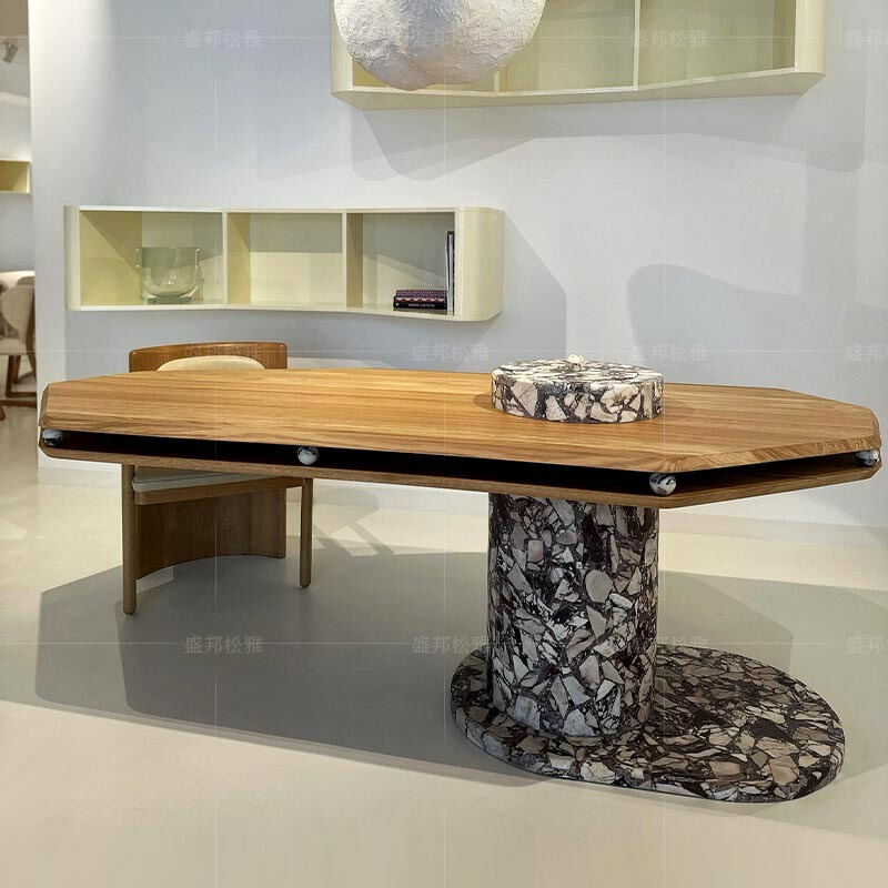 Italian Natural Marble Suspended Desk Modern Light Luxury High-End Villa Creative Solid Wood Boss Desk Italian Natural Marble Suspended Desk Modern Light Luxury High-End Villa Creative Solid Wood Boss Desk