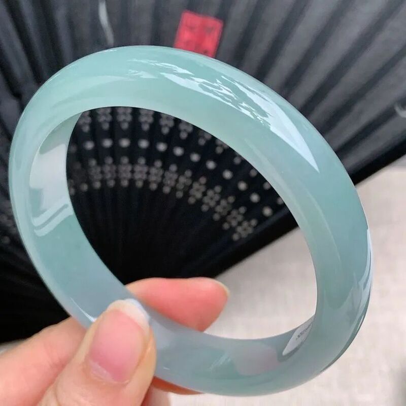 [Fast Delivery] genuine goods A Jade Bracelet Ice Bright Bottom Jade Bracelet light green Floating Flower Jade Bracelet