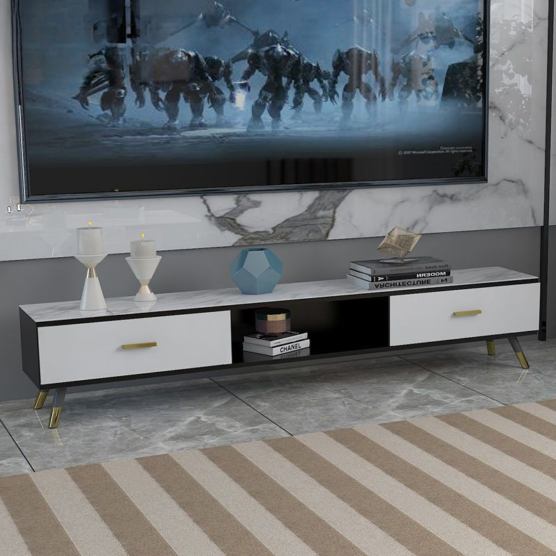 목재 TV 캐비닛: 200 회색 및 흰색 대리석 패턴