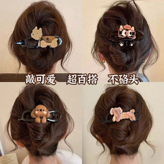春夏小狗~抓夹女2025新款可爱鲨鱼夹发夹后脑勺盘发女高级感头饰