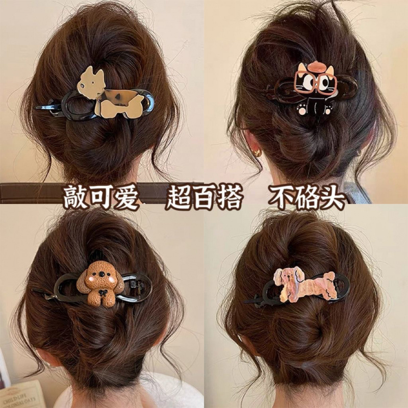 春夏小狗~抓夹女2025新款可爱鲨鱼夹发夹后脑勺盘发女高级感头饰|undefined
