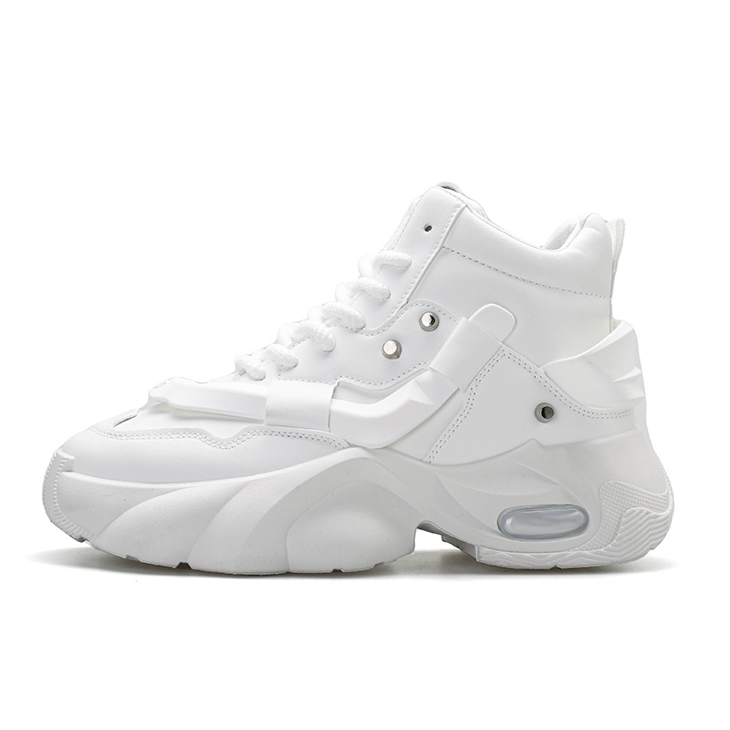 Men's Autumn Thick Soled Height Enhancing Daddy Shoes Sports Casual High Top Shoes White Shoes_voghion.com