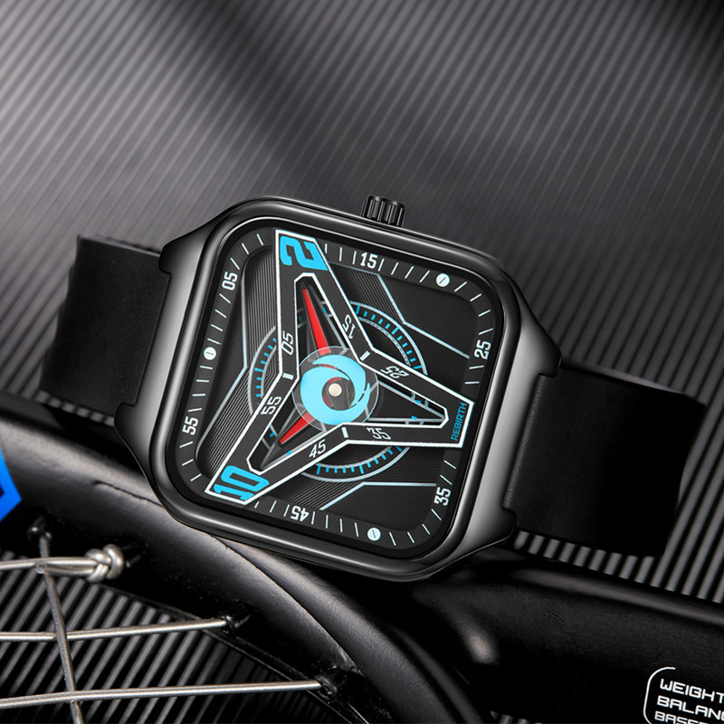 Moda gran dial temperamento hombres y mujeres reloj personalidad dominante neutral reloj de cuarzo hombres correa de silicona negra