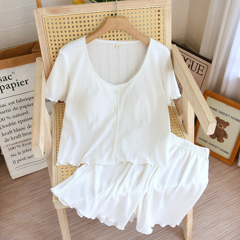 Japanese-Style Round Neck Loungewear Summer Casual Short-Sleeve Shorts Set Thin Two-Piece Summer Padded Sleepwear