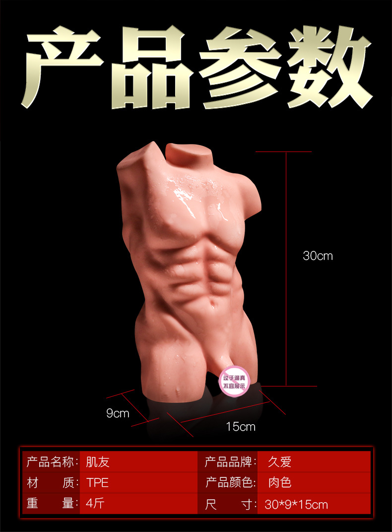 Jiuai Half-Body Male Torso Masturbator with Realistic Insertable Penis and Rear Entry — detail image 1