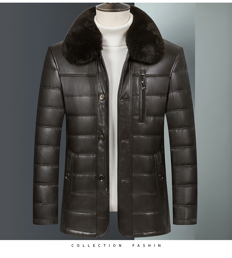 Men's Jacket with Fox Fur Collar Close-Up