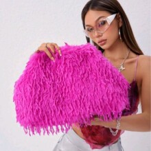 ins�Lëë�q���ð������F����Ƥ�������shaggy faux fur clutch