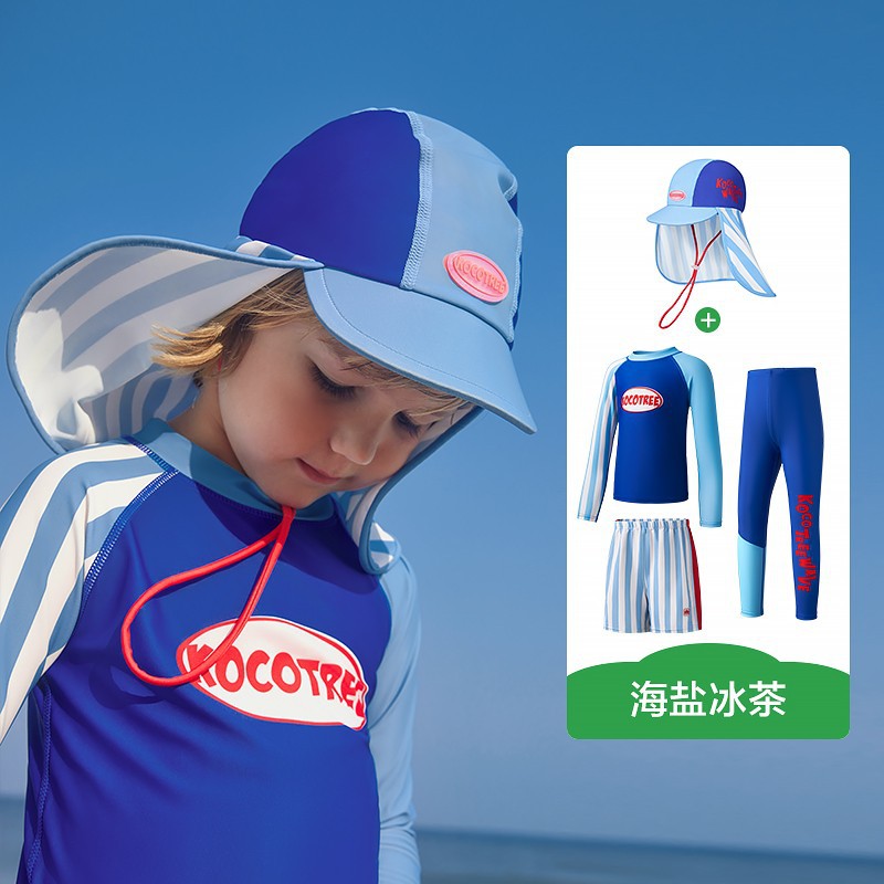 KK Tree Traje de baño para niños Traje de baño dividido para niños Clase A Traje de baño para niñas Protector solar Pantalones de manga larga para bebés