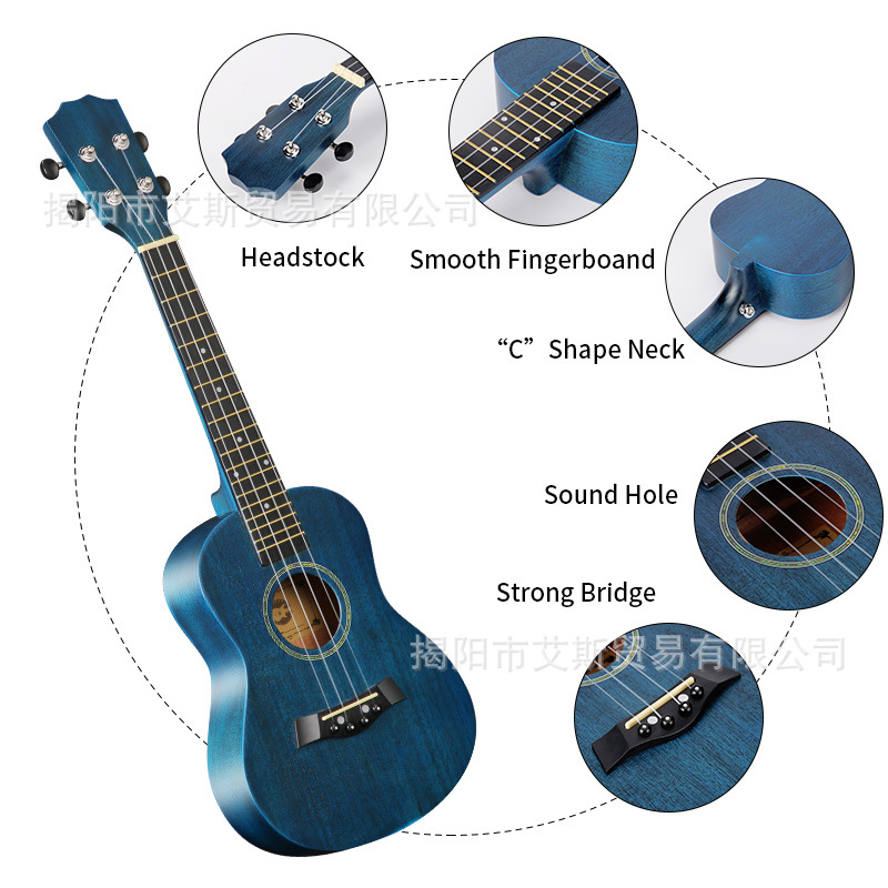 Mahogany Instrument 23 -inch Ukulele Hawaii Four Strough Small Guitar 3