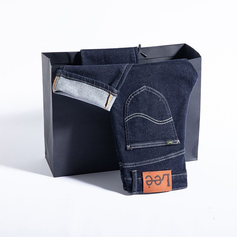 Li Le foreign trade single high-end goods blue light business jeans men's elastic straight autumn and winter new wash cotton trousers