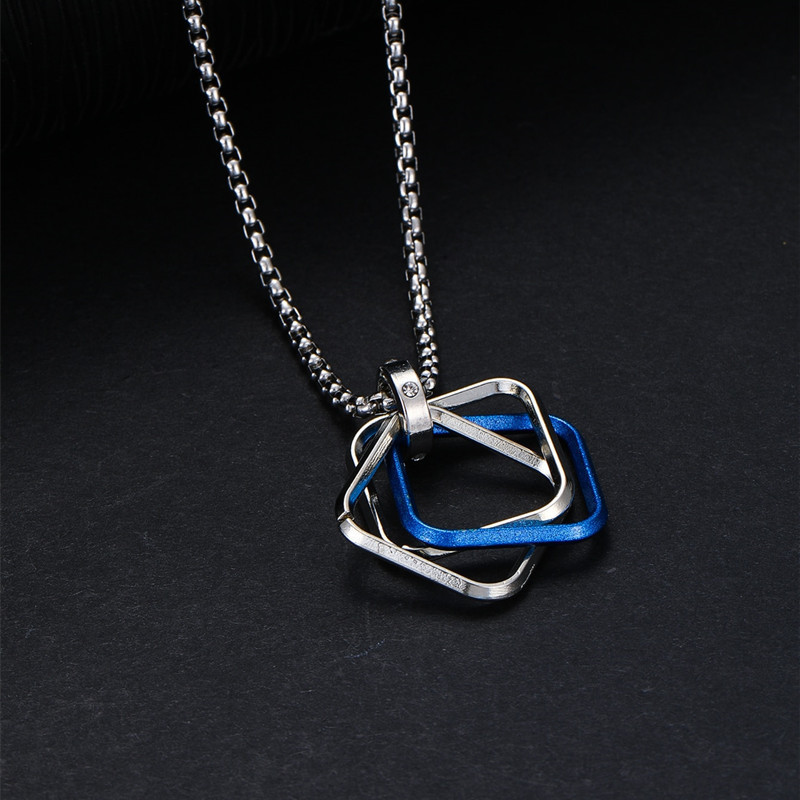 Triple ring geometric titanium steel necklace for men and women, trendy and cool ins. Simple and personalized, versatile_voghion.com