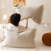 韩式花边枕巾全棉四层纱布纯棉双层防滑单品防头油枕头垫巾一对装