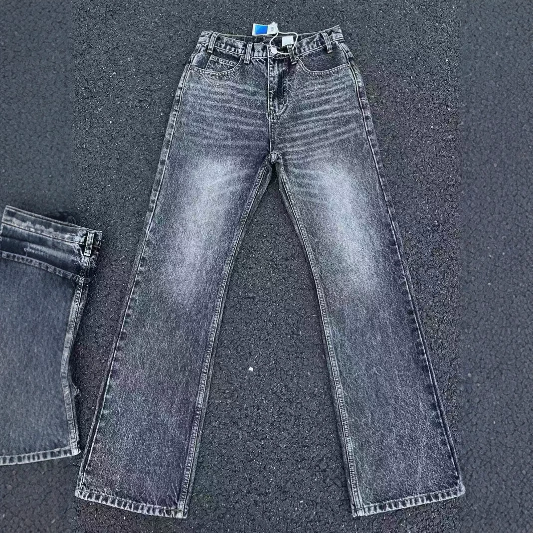 Новообращающиеся 517 дымно-серые джинсы Cleanfit вымытые Marble Pattoo ежедневные ходоки мужчины и женщины