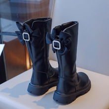 女童高帮靴子2023秋冬新款儿童洋气黑色靴子中大童长筒靴马丁靴潮