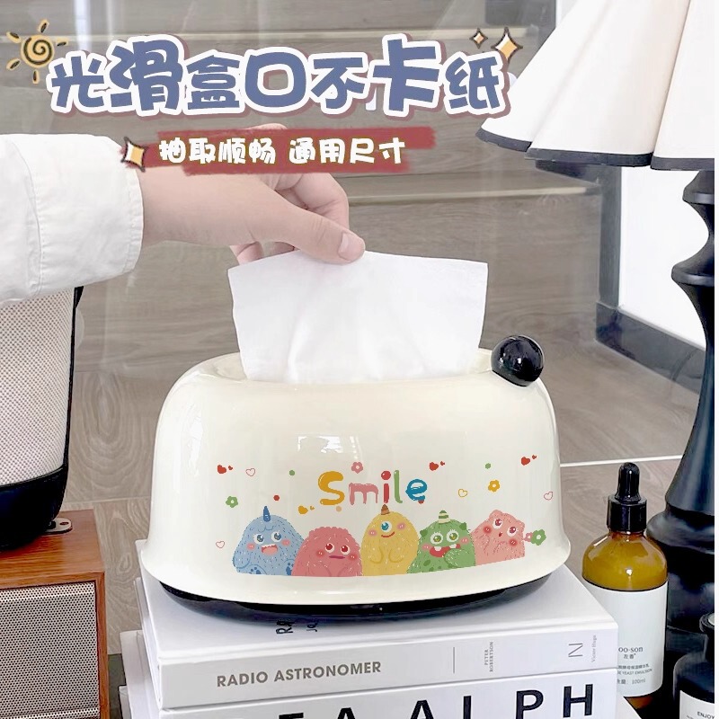奶油风纸巾盒客厅茶几创意抽纸盒餐巾纸收纳盒卡通桌面弹簧纸抽盒|undefined