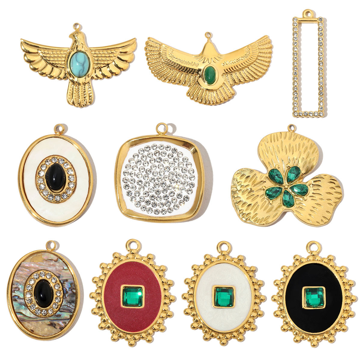 10g Weight Pendant Jewelry Making Type 37*27mm Jewelry Making Size DIY Ornament Accessories Classification 3 PCS/Package Quantity 304 Stainless Steel Material Geometric, Eagle Pattern All Seasons Season Polished Finish Elegant, Retro Style 3 PCS/Package 37*27mm 304 Stainless Steel Geometric Eagle Polished Pendant DIY Ornament Accessories 无