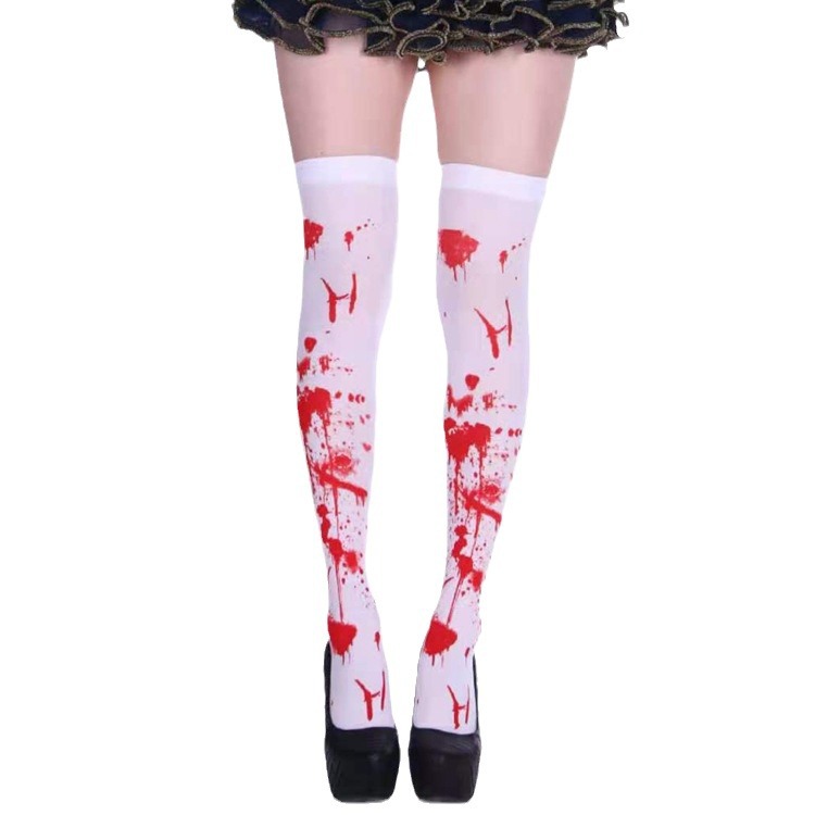 Fabricantes Calcetines de sangre de Halloween Festival de fantasmas de Pascua Enfermera sangrienta Medias de sangre Tema de terror Medias de sangre al por mayor