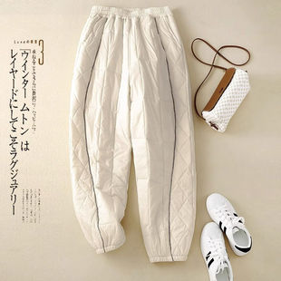 Foreign Trade Export Cotton Pants Discount Women's Loose Thickened Warm High Waist Harlan Pants Outer Wear Leg Light Down Cotton Pants