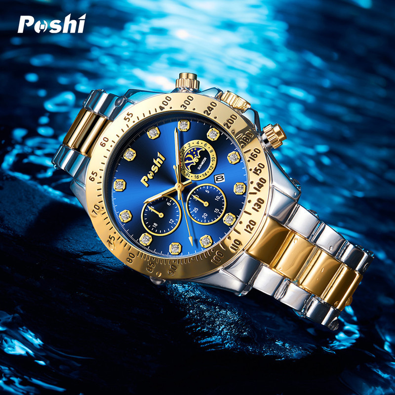 POSHI nuevo reloj de cuarzo de moda coreano estudiante masculino reloj de hombre multifuncional luminoso impermeable