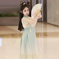 Комплект юбки Maqian для девочек Hanfu, лето 2024, новое детское тонкое платье в китайском стиле, новое супер-сказочное платье в китайском стиле.