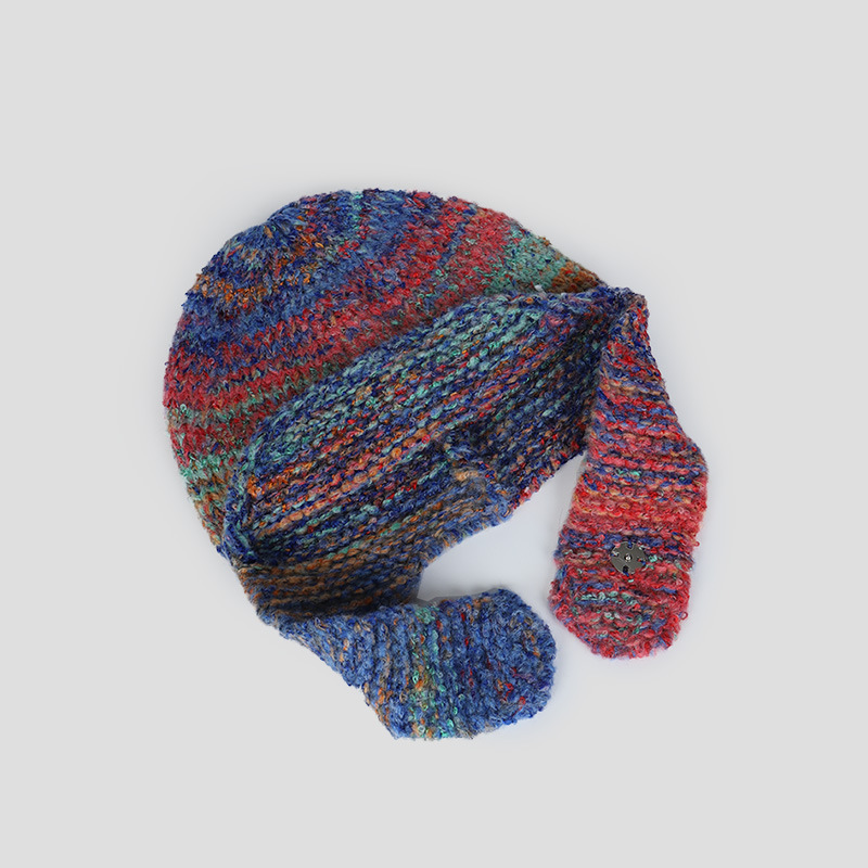 Mixed Color Wool Knitted Ear Protection Hat 8