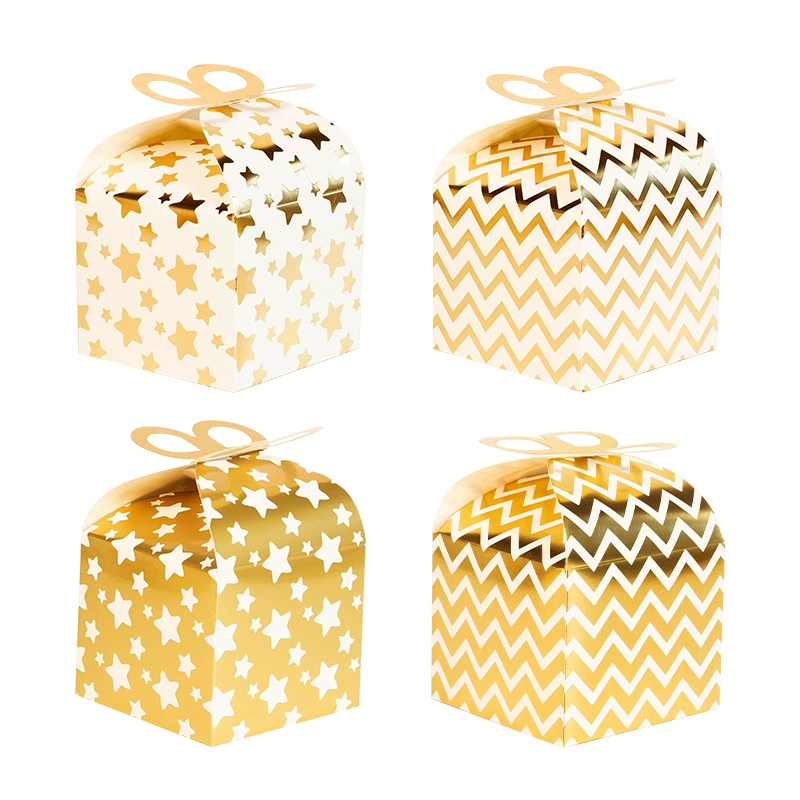 Amazon European style gift box gold foil star wave candy box baking dessert box 12