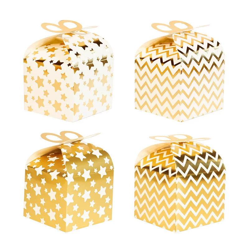 Amazon European style gift box gold foil star wave candy box baking dessert box 12