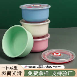 小麦秸秆套装保鲜碗厨房冰箱透明带盖碗冷冻密封小麦塑料碗批发