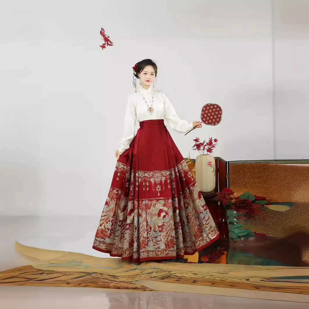 Костюм Hanfu оригинальный китайский стиль, талия, ткацкий золотой макияж, юбка с конским лапшой, национальный прилив, свадебный тост, летняя осень