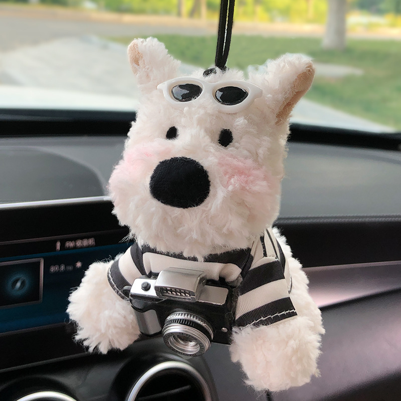 Lindo colgante de coche de West Highland garabateado cachorro amor felpa colgante de coche muñeca muñeca regalo de cumpleaños mujer