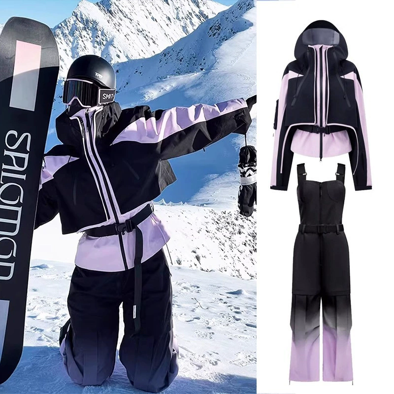 芙沿 Fuchsia ski ski suit, winter travel windproof waterproof warm set