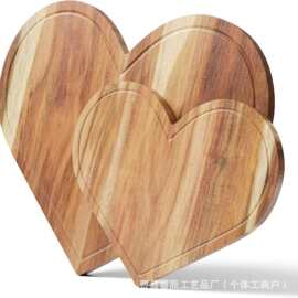 跨境木制托盘爱心形餐盘母亲节礼物早餐盘家用水果零食心形托盘