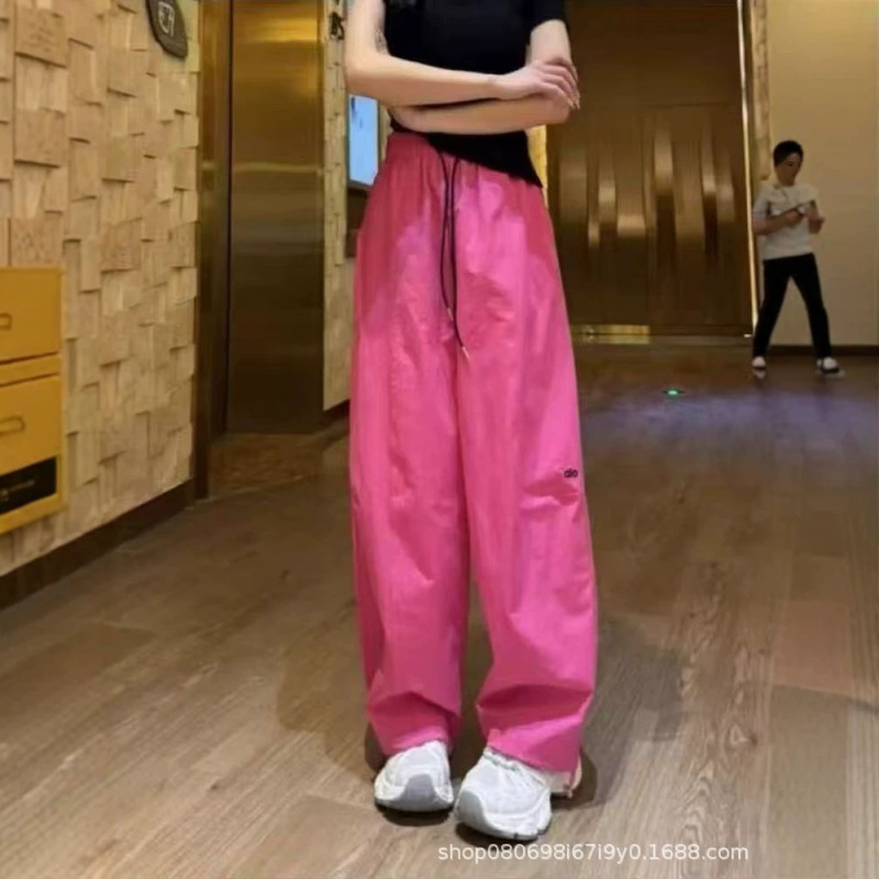 Elastic Drawstring Wide-Leg Quick-Dry Pants for Women, Summer Thin American-Style Ice Silk Sun-Protection Curved-Leg Jogger Cargo Sports Pants Elastic Drawstring Wide-Leg Quick-Dry Pants for Women, Summer Thin American-Style Ice Silk Sun-Protection Curved-Leg Jogger Cargo Sports Pants