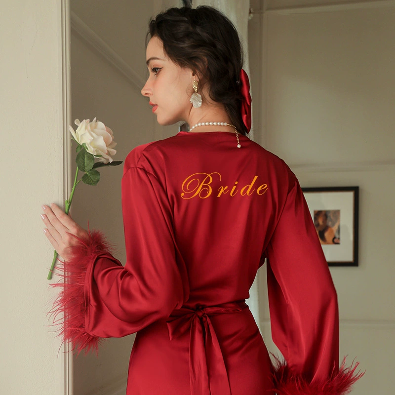 Bathrobe for bride, long bridesmaid dress