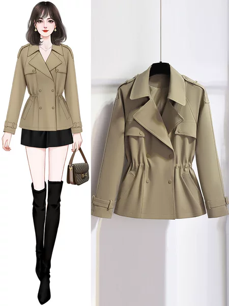 British Style Little Women's Short Windbreaker 2025 New Spring and Autumn High-End Khaki Waistcoat