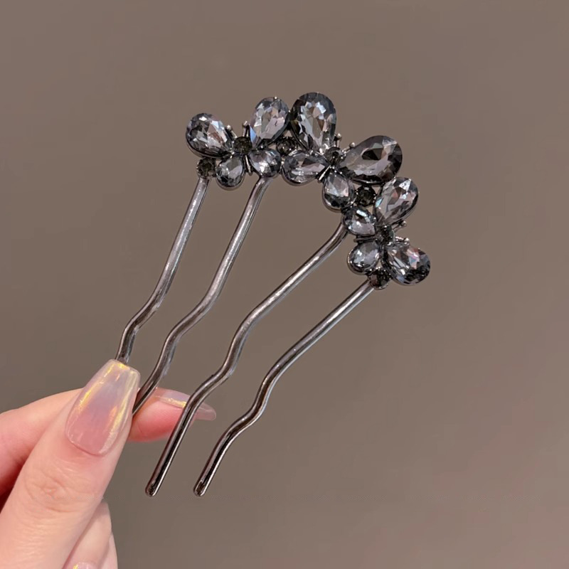 Diamante mariposa pinzas de cabello adornamiento para el cabello antiguo de alto nivel sensorial dispositivo de excitación de cuatro dientes peine de inserción temperamento pellizco peine para el cabello adornamiento para el cabello