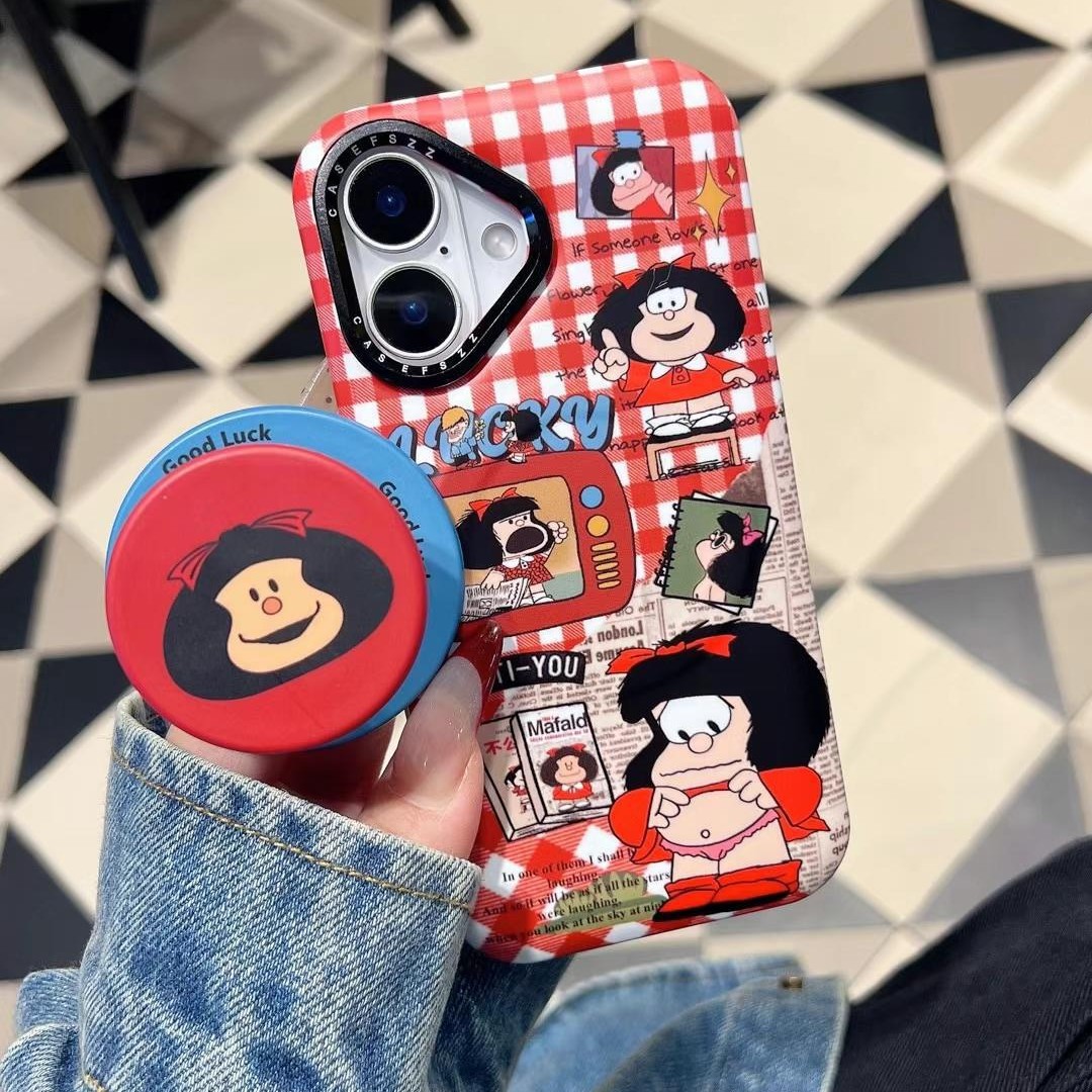 Chica de dibujos animados de nicho para Apple 16Pro nueva carcasa de película 15promax funda magnética para teléfono móvil 14/13 mujer