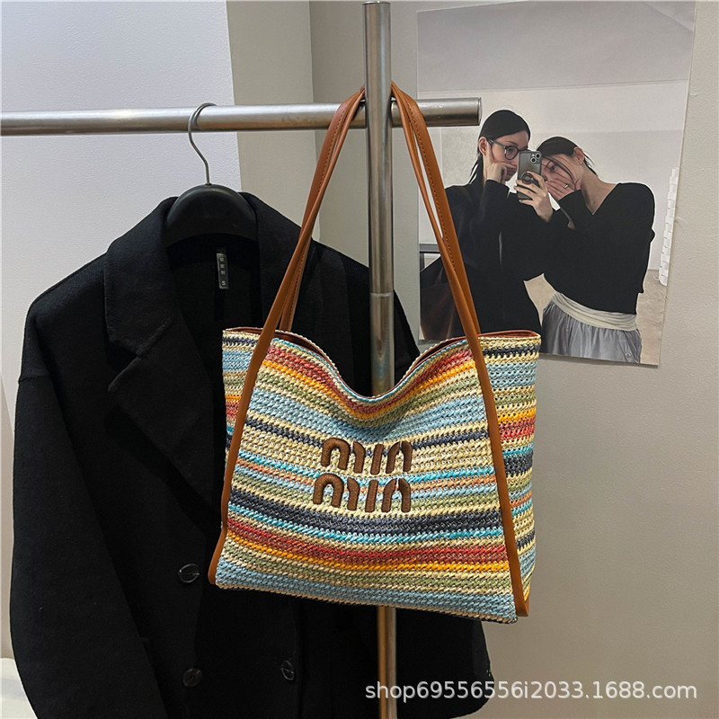 Cross-border Women's Bag Beach Woven Bag Tote Bag Lafitte 202 Summer 5 New Style Straw Woven Bag Large Capacity Shoulder Bag
